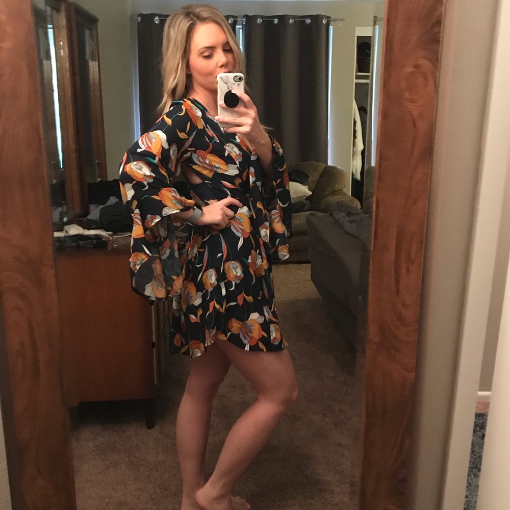 Bell sleeved floral dress
